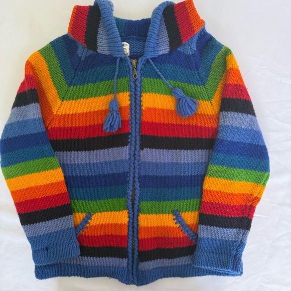 Vintage Tops - VINTAGE‎ 100% Wool Rainbow Jacket S